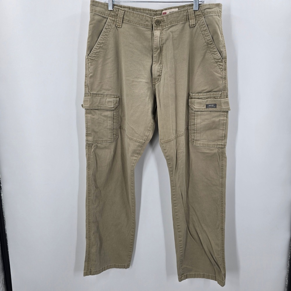 Wrangler Relaxed Fit Cargo‎ Pants Mens 38x32 Khaki Tan Stretch